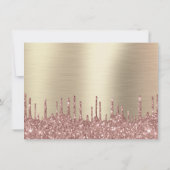 Elegant Gold Blush Roze Glitter Drip Birthday Bedankkaart (Achterkant)
