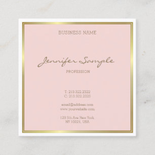 Elegant Gold Blush Roze handgeschreven script Luxe Vierkante Visitekaartje
