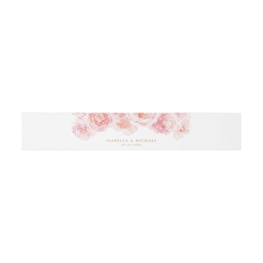 Elegant gold & blush waterverf floral bruiloft inv uitnodigingen wikkel (Vlak)