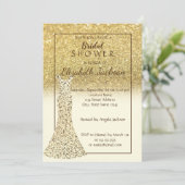 Elegant Gold Bokeh Glitter, Dress Vrijgezellenfees Kaart (Staand voorkant)