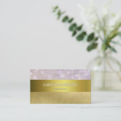 Elegant Gold Bokeh-lampjes met Gold Ribbon Visitekaartje (Staand voorkant)