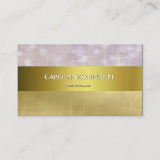 Elegant Gold Bokeh-lampjes met Gold Ribbon Visitekaartje (Voorkant)