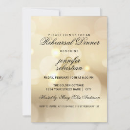 Elegant Gold Bokeh Light Chic Rehearsal Dinner Kaart