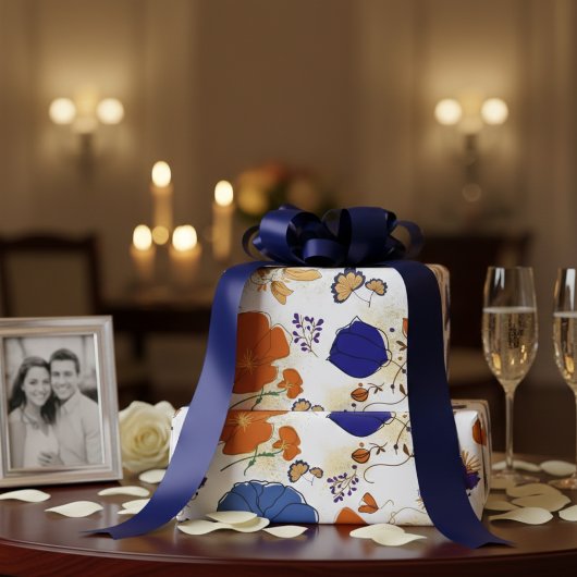 Elegant Gold & Bold Floral Cadeaupapier