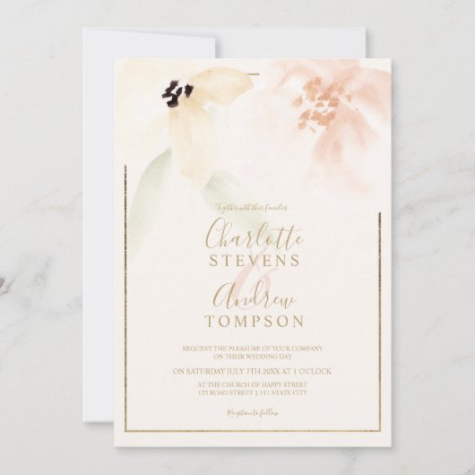 Elegant Gold bold soft waterverf bruiloft Kaart (Voorkant)
