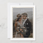 Elegant Gold Border 2 Photo Wedding Kaart (Voorkant)
