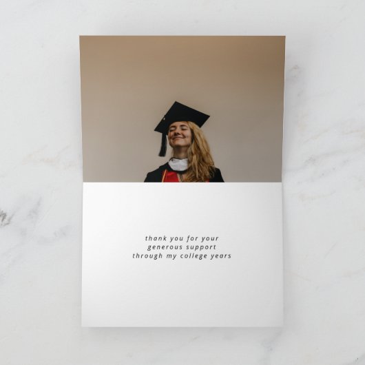 Elegant Gold Border Afstuderen Foto Dank u C Kaart (Binnen)