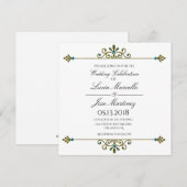 Elegant Gold Border Calligraphy Wedding Invitation Kaart (Voorkant / Achterkant)
