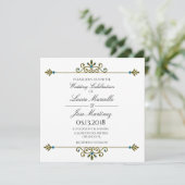 Elegant Gold Border Calligraphy Wedding Invitation Kaart (Staand voorkant)