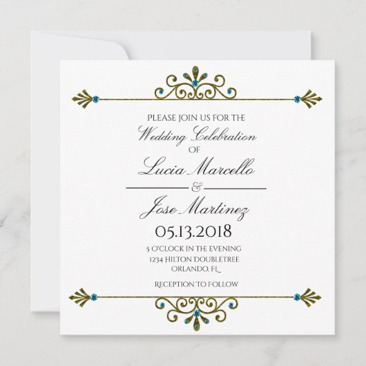 Elegant Gold Border Calligraphy Wedding Invitation Kaart (Voorkant)