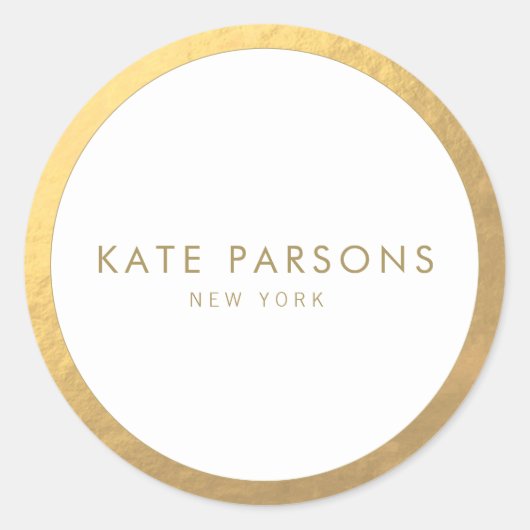 Elegant Gold Border Classic Round Sticker (Voorkant)