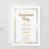 Elegant Gold Border Engagement Party Kaart (Voorkant)