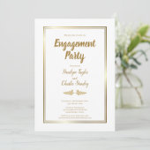 Elegant Gold Border Engagement Party Kaart (Staand voorkant)