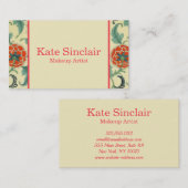 Elegant Gold Border Floral Design Makeup Artist Visitekaartje (Voorkant / Achterkant)