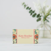 Elegant Gold Border Floral Design Makeup Artist Visitekaartje (Staand voorkant)