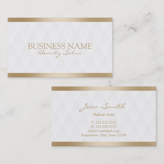 Elegant Gold Border Makeup Artist Visitekaartjes (Voorkant / Achterkant)
