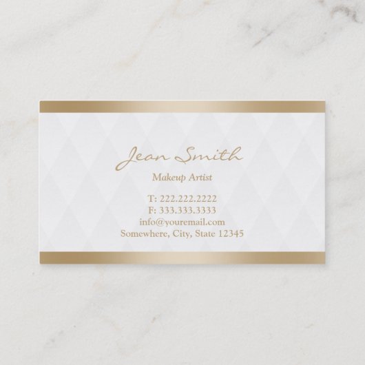 Elegant Gold Border Makeup Artist Visitekaartjes (Achterkant)