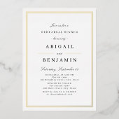 Elegant Gold Border minimalistische repetitie dine Folie Uitnodiging (Voorkant)
