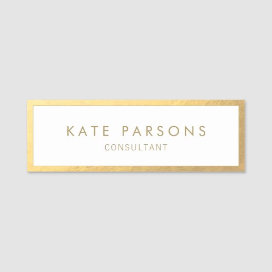 Elegant Gold Border Naamplaatje (Voorkant)
