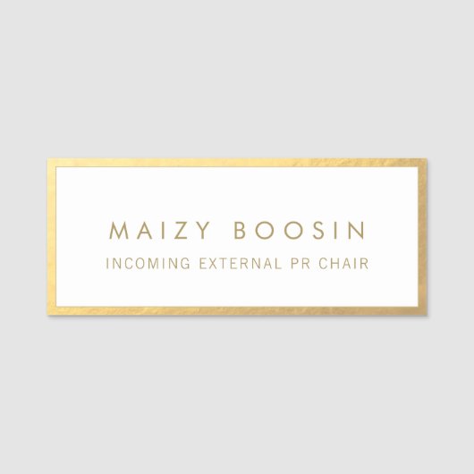 Elegant Gold Border Name Tag (Voorkant)