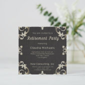 Elegant Gold Border on Black Retirement Party Kaart (Staand voorkant)