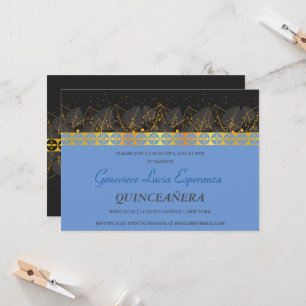 Elegant Gold Border Quinceañera Uitnodiging