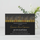 Elegant Gold Border Quinceañera Uitnodiging (Staand voorkant)