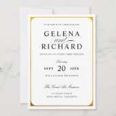 Elegant Gold Border Shimmer Wedding Invitation Kaart (Voorkant)