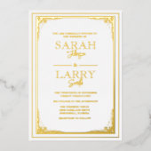 Elegant Gold border Traditional Wedding Folie Uitnodiging (Voorkant)