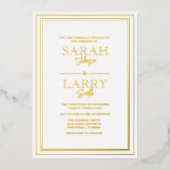 Elegant Gold border Traditional Wedding Folie Uitnodiging (Voorkant)