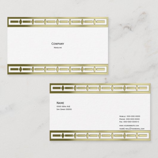 Elegant Gold Border Visitekaartje (Voorkant / Achterkant)