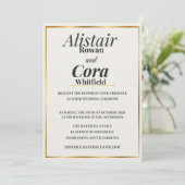 Elegant Gold Border Wedding Invitation | Modern Mi Kaart (Staand voorkant)
