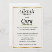 Elegant Gold Border Wedding Invitation | Modern Mi Kaart (Voorkant / Achterkant)