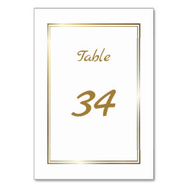 Elegant Gold Border Weduwtable Number Kaart