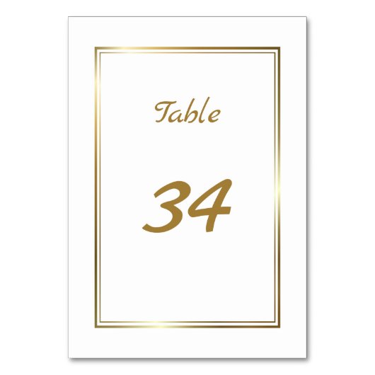 Elegant Gold Border Weduwtable Number Kaart (Voorkant)