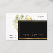 Elegant Gold Border Wilde flower QR CODE Visitekaartje (Voorkant)