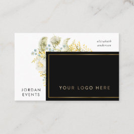 Elegant Gold Border Wilde flower QR CODE Visitekaartje