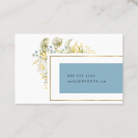 Elegant Gold Border Wildflower Photo Event Stylist Visitekaartje (Achterkant)