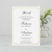 Elegant Gold Borders Classic monogram Folie Uitnodiging (Staand Voorkant)