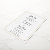 Elegant Gold Borders Classic monogram Folie Uitnodiging (Gedraaid)