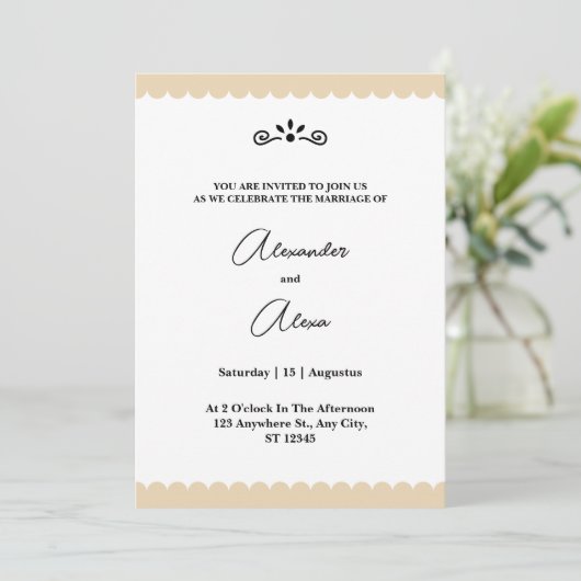 Elegant Gold Borders Minimalist Cookie Wedding Kaart (Staand voorkant)