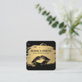 Elegant Gold Borstel Lux Zwart | Kiss Vierkante Visitekaartje (Staand voorkant)
