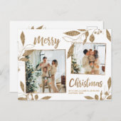 Elegant Gold Botanical 2 Photo Collage Kerstmis Briefkaart (Voorkant / Achterkant)