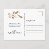 Elegant Gold Botanical 2 Photo Collage Kerstmis Briefkaart (Achterkant)