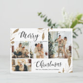 Elegant Gold Botanical 4 Photo Collage Kerstmis (Staand voorkant)