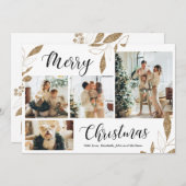 Elegant Gold Botanical 4 Photo Collage Kerstmis (Voorkant / Achterkant)