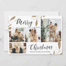Elegant Gold Botanical 4 Photo Collage Kerstmis