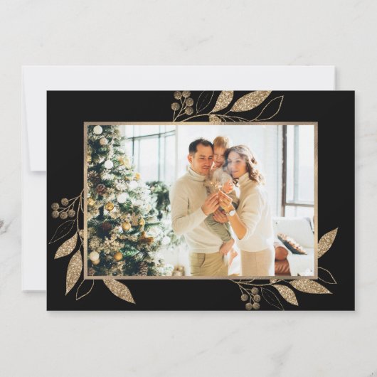 Elegant Gold Botanical 4 Photo Collage Kerstmis (Achterkant)