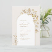 Elegant Gold Botanical Arch Rehearings Dinner Kaart (Staand voorkant)