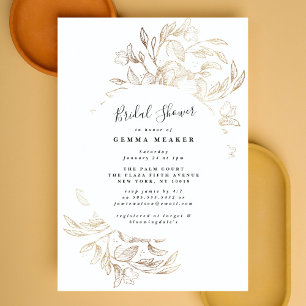 Elegant Gold Botanical Bridal Shower Invitation